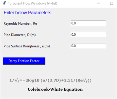 colebrook white equation solver thermal book