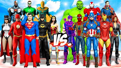 The Avengers Vs Justice League Team Avengers Vs Team Justice League