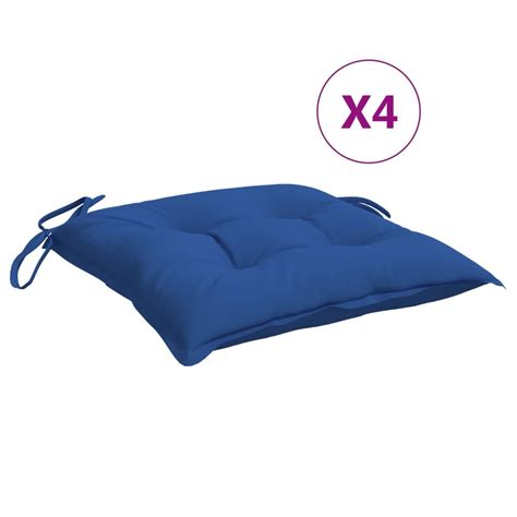 Coussins De Chaise 4 Pcs Bleu 40x40x7 Cm Tissu Jardin Secret