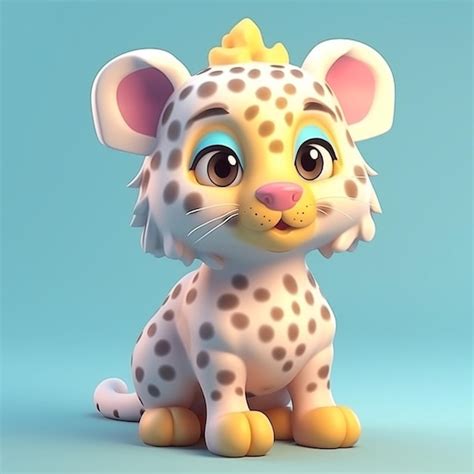 Um Personagem De Desenho Animado De Um Leopardo Da Neve Sentado Sobre