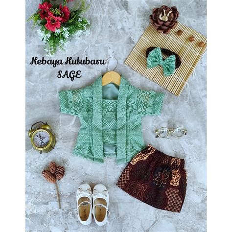 Jual KEBAYA KUTUBARU SALE ANAK WARNA HIJAU SAGE KEBAYA NEWBORN BAJU