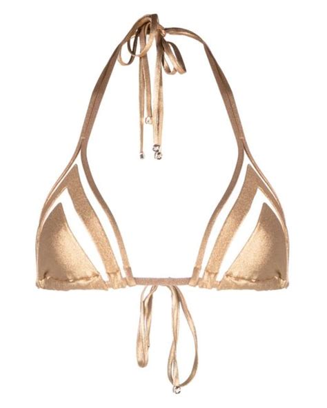 Agent Provocateur Tora Lamé Triangle Bikini Top in Metallic Lyst