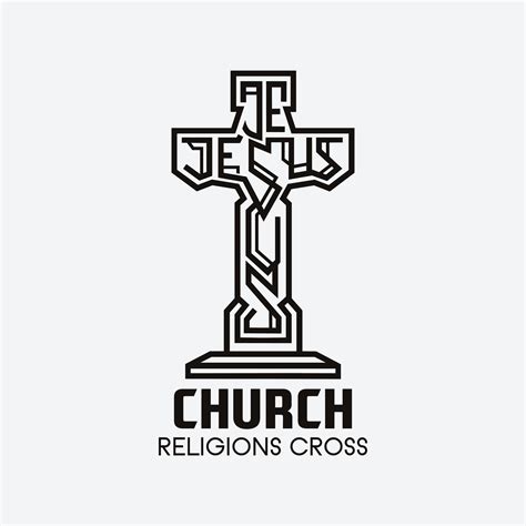 Church cross logo. Simple religion vector design. Isolated with soft ...