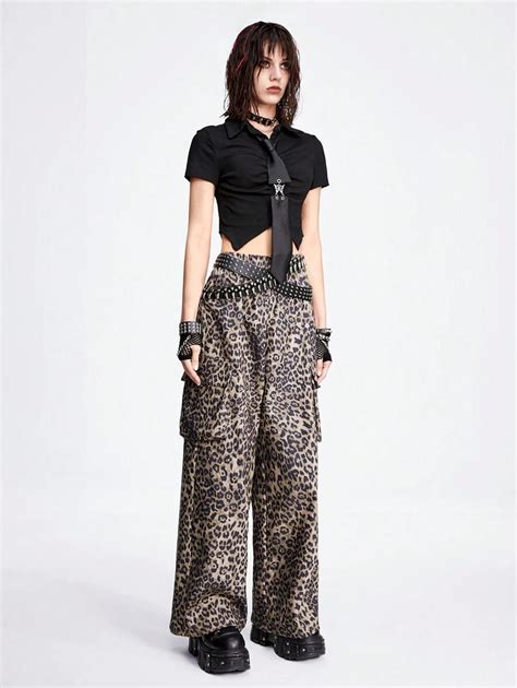 C Est Le Nouveau Grunge Punk Pantalon Imprim L Opard Large Et