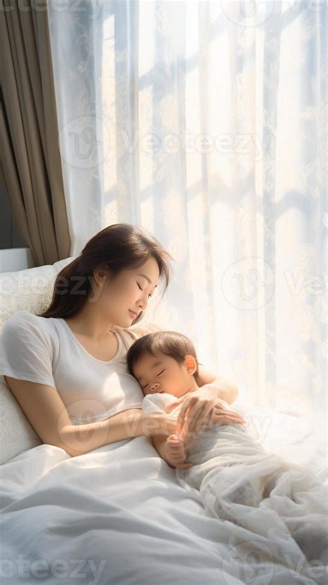 AI Generative Morning Awakening Mother Wakes Her Daughter In Bed In