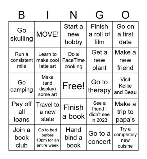 Goals Bingo Card