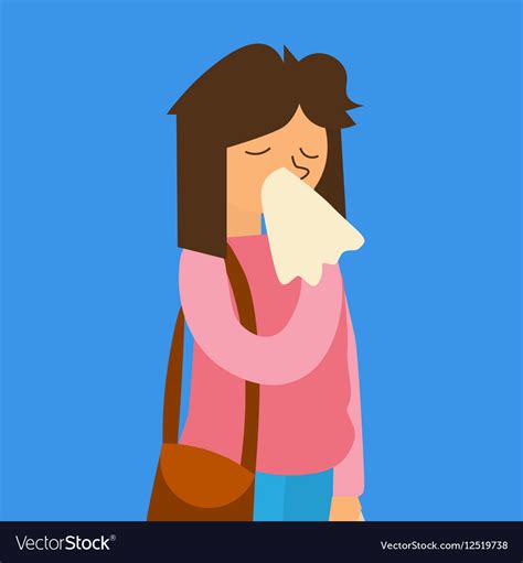 Cartoon sick flu woman Royalty Free Vector Image