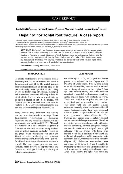 Pdf Repair Characteristics Of Horizontal Root Fracture A Case Report