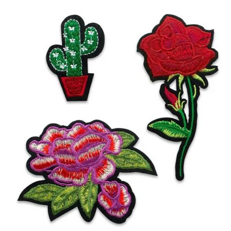 PATCHES ZUM AUFBÜGELN Rose Blumen rot niedlich Aufnäher Dekoration