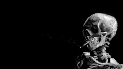 Vincent Van Gogh Classic Art Digital Skeleton Smoking Cigarettes