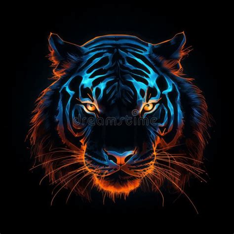 Neon Tiger Wallpaper In Darkcore Style Stock Illustration