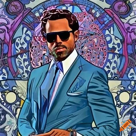 Art Nouveau Style Depiction Of Rico Tubbs From Miami Vice On Craiyon