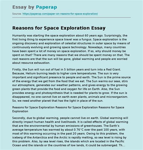 Reasons For Space Exploration Free Essay Example