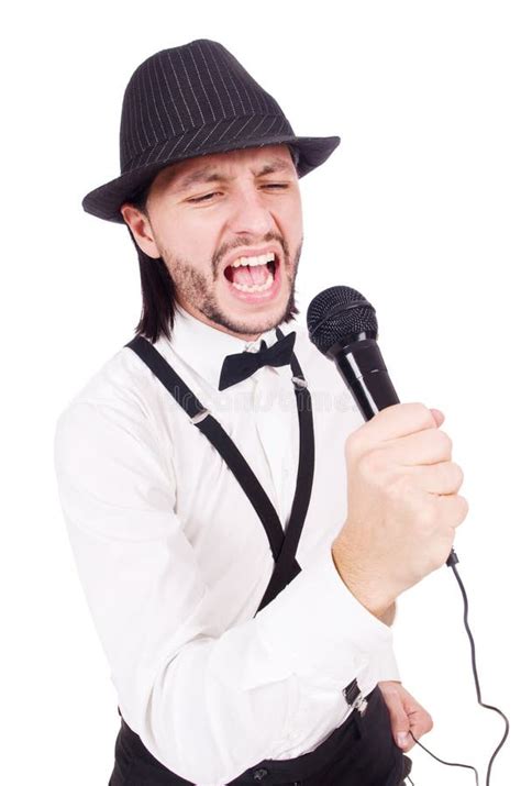 Funny Man Singing Isolated Stock Image Image Of Live 44054009