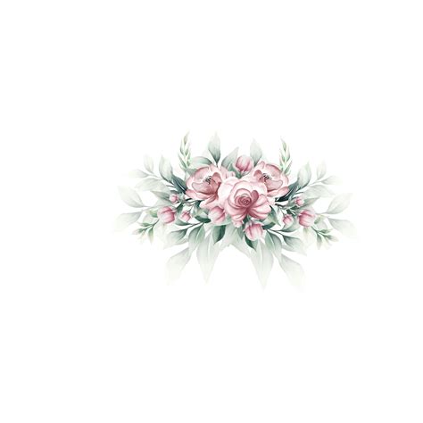 Bouquet Of Pink Watercolor Flowers 13855150 Png