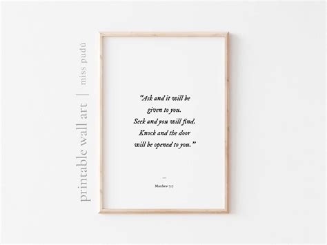 Matthew Printable Bible Verse Wall Art Ask Seek Knock Modern