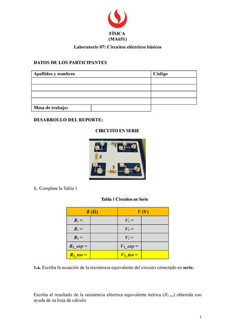 Reporte de laboratorio 07 Circuitos El ctricos FÍSICA MA651