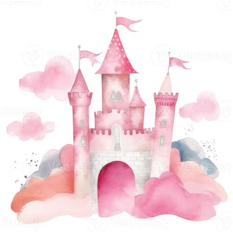 Pink Watercolor Castle Isolated 22598895 PNG