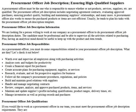 Purchasing Officer Job Description David Ince