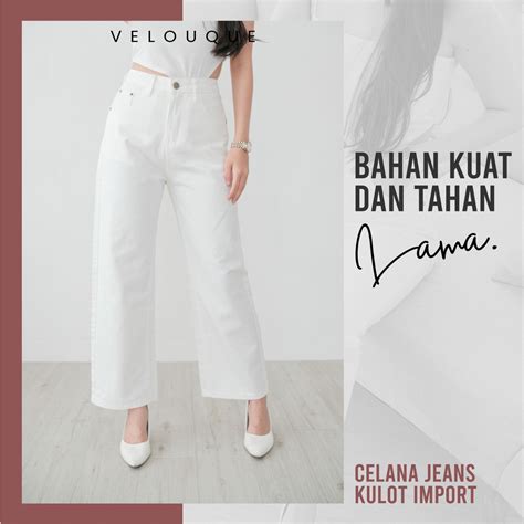 Jual Kulot Pants Celana Jeans High Waist Wanita Kl Kl Kl Ootd