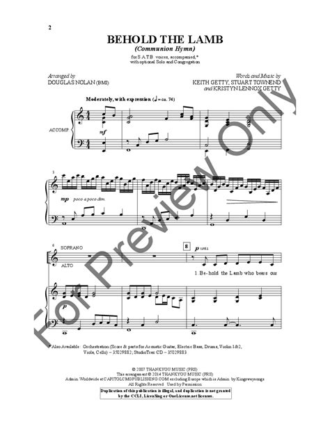 Behold The Lamb SATB By Keith Getty Stu J W Pepper Sheet Music