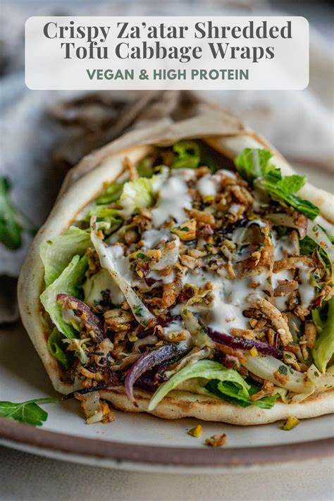 Crispy Shredded Zaatar Tofu Cabbage Wraps Plant Based RD