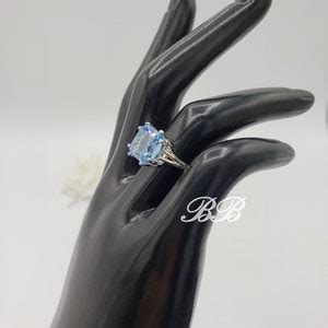 Mm Blue Crushed Ice Radiant Cut Eight Prong Solitaire Statement Ring