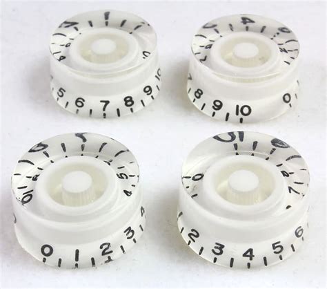 4-Pack White Speed Knobs Vintage Style Embossed Numbers for | Reverb