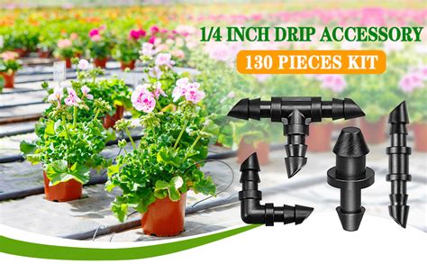 Joypro Drip Irrigation Fittings Kit For 1 4 Tubing 130 Pieces Drip