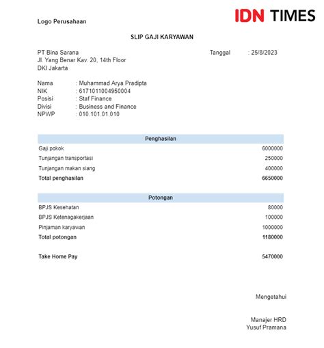 Format Slip Gaji Karyawan Lengkap Dengan Contoh Nbkomputer