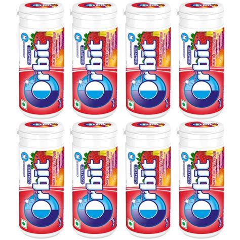 Orbit Mixed Fruit Flavour Sugar Free Chewing Gum 22g Tube Pack Of 8