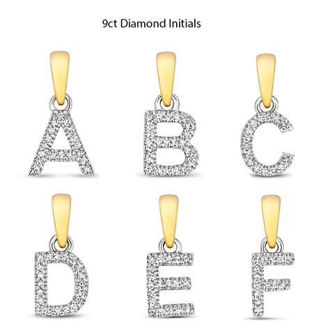 Ct Wei Gelbgold Diamant Initial Anh Nger Gro Buchstaben A Z