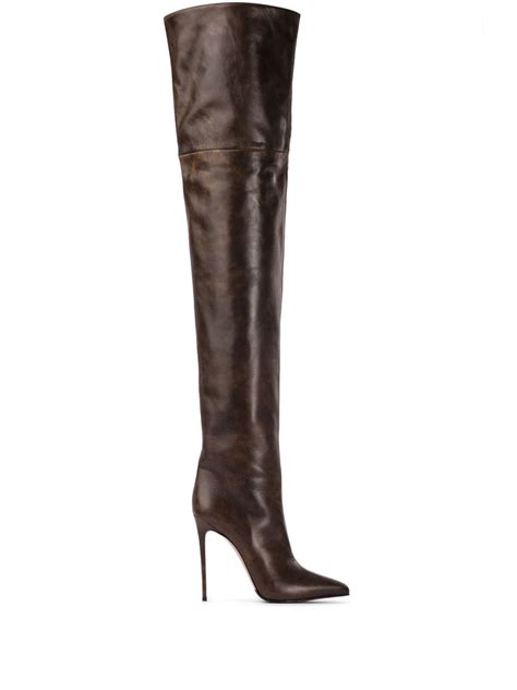 Le Silla Eva 120mm Thigh High Leather Boots Brown FARFETCH