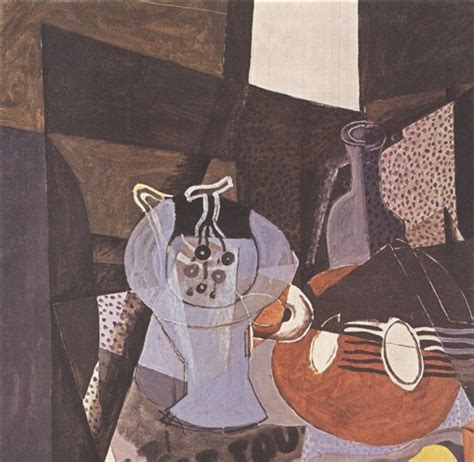 Georges Braque Still Life With Compote Bowl Bottle And Mandolin