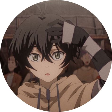 An Anime Character With Black Hair And Green Eyes In Front Of A Group