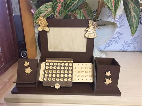 Laser Cut Desk Organizer With Mobile Stand Photo Frame Perpetual