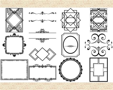 Art Deco Nouveau Frames Elements Bundle Ai Eps Not Svg And Etsy