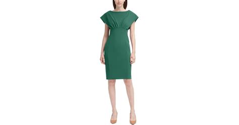 Calvin Klein Boat Neck Scuba Crepe Sheath Dress In Green Lyst