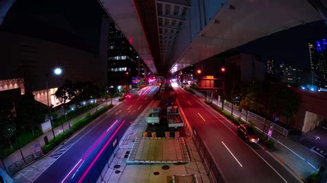 A Night Timelapse Of The Traffic Jam At The City Street In Tokyo Fish