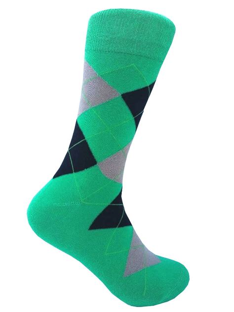 Mens Turquoise Greenlight Greynavy Blue Argyle Dress Socks Etsy