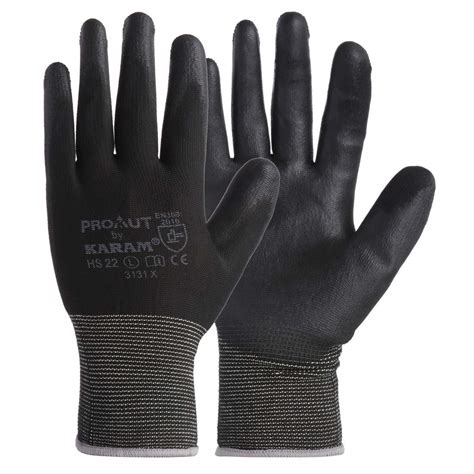 Karam Prokut Multi Purpose Black Polyester With Black Pu Coating Glove