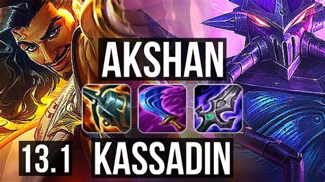 AKSHAN Vs KASSADIN MID 15 0 5 Legendary 1300 Games 800K Mastery