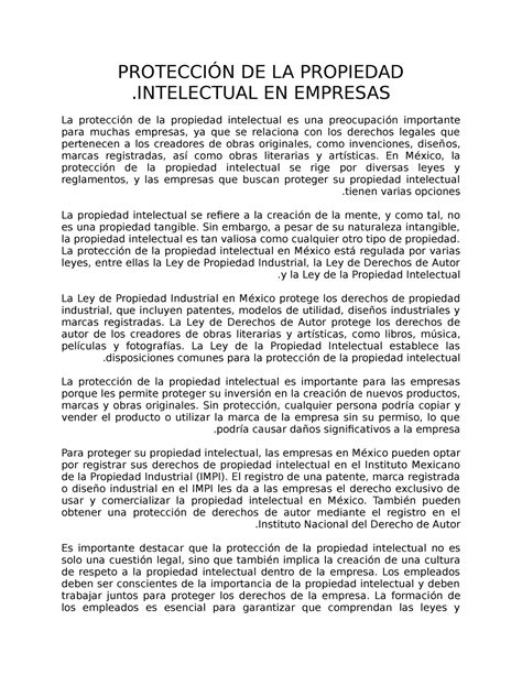 Proteccion de la propiedad intelectual en empresas PROTECCIÓN DE LA