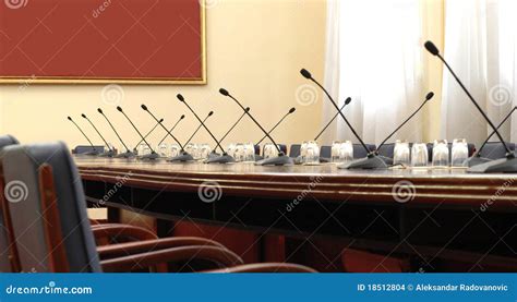 Conference Room with Microphones Stock Photo - Image of strategy, microphone: 18512804