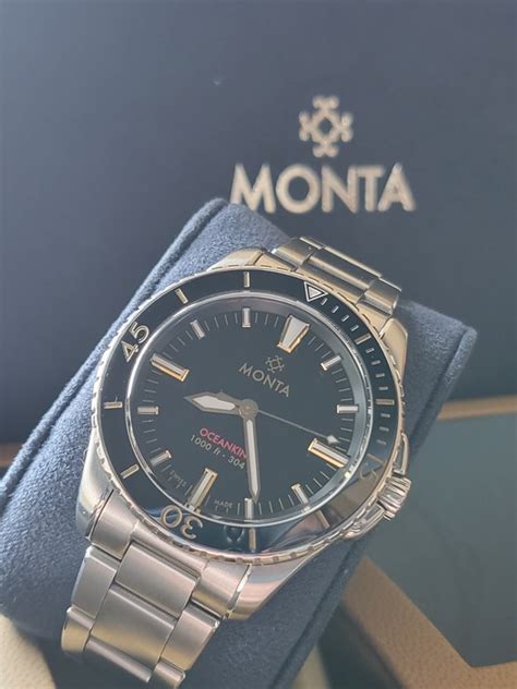 FSOT: Monta Oceanking Gilt Dial Watch - No Date, Ceramic Bezel, Stainless Steel Bracelet, Box ...