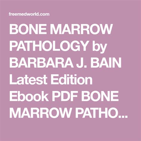 Bone Marrow Pathology By Barbara J Bain Latest Edition Ebook Pdf