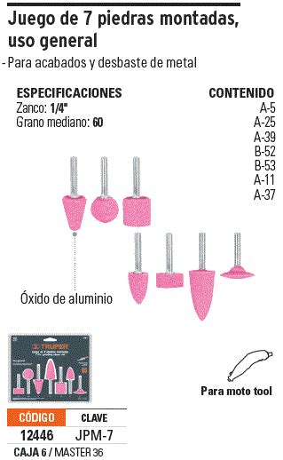 12446 JPM 7 TRUPER Juego De 7 Piedras Montadas Zanco 1 4 Uso