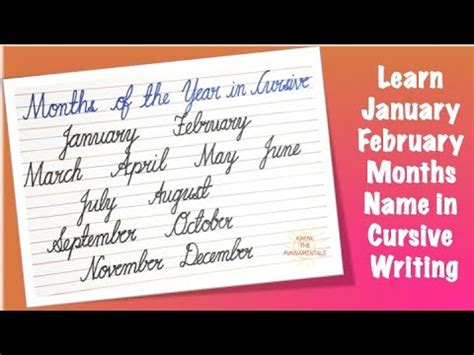 Cursive Writing Worksheet Months Of The Year