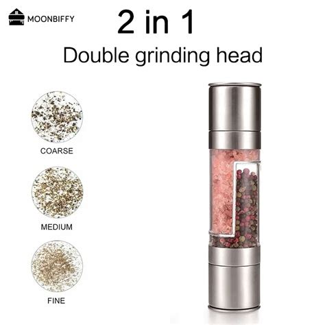 Mills Pepper Mill Grinder 2 In 1 Stainless Steel Manual Salt Pepper