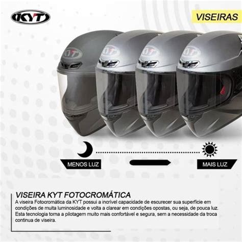 Viseira Capacete KYT TT Course Fotocromática Grid Motors